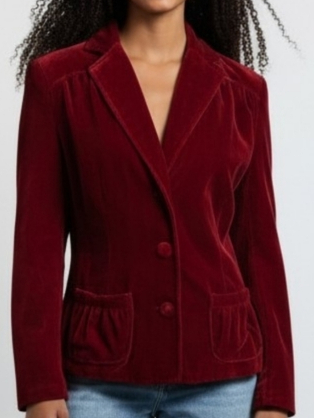 Apt. 9 Deep Red Velvet Blazer Jacket 6